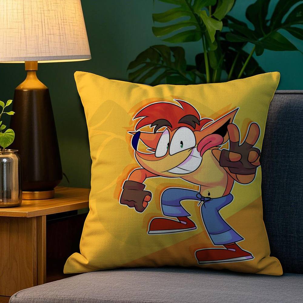 

C-Crash B-Bandicoot Pillow Case Sofa Living Room Bedroom Double-sided Printing Square Cushion Nap Time Cushion Cover 12x12Inch
