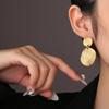Retro Mottled Patterned Round Dangle Earrings for Women Ladies Temperament Elegant Gold Silver Color Stud Earrings Jewelry Gift