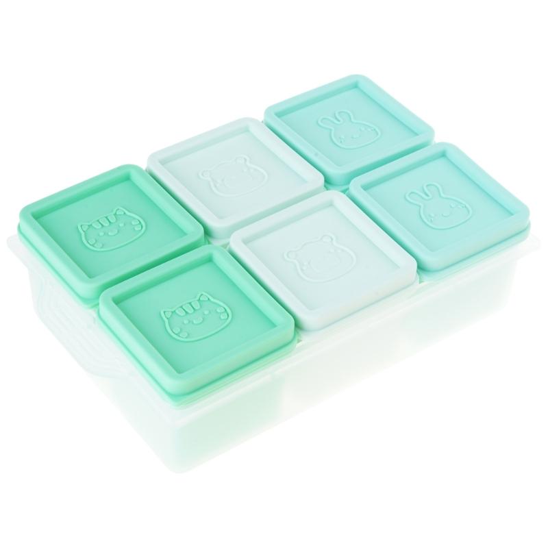 Dishwasher Safe Baby Food Storage Container 6 Grids Silicone Snacks Organizers Freezer To Microwave Snacks Box With Lid