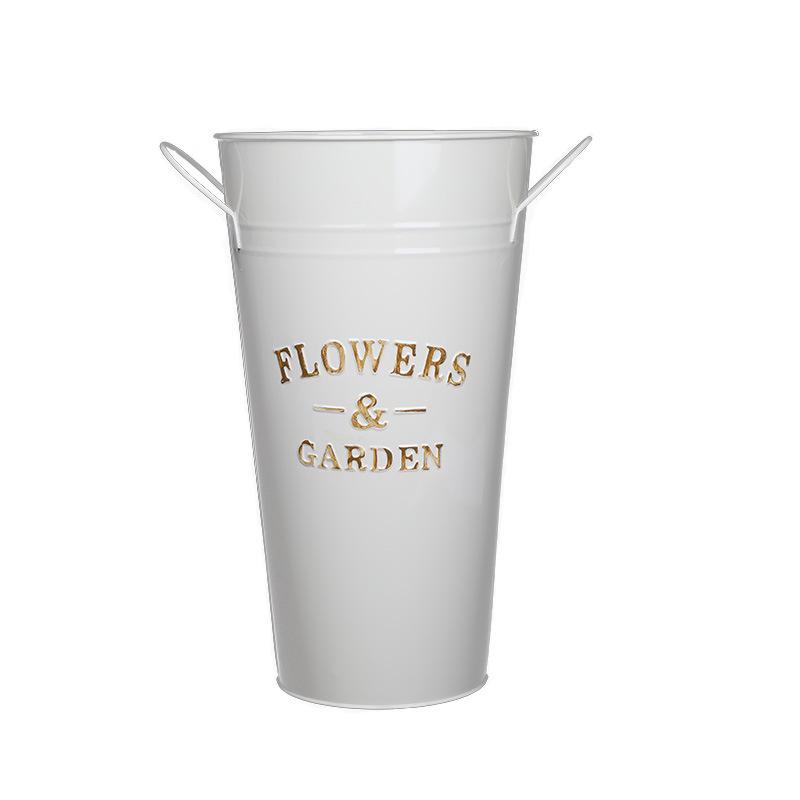 Vaso Secchiello Fioriera Minimalista in Ferro Battuto per Composizioni Fresche o Essiccate, Ideale per Fioreria o Arredo Soggiorno