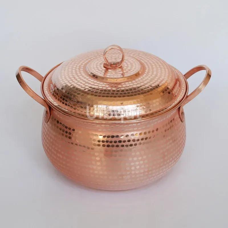 Purple Copper Handmade Pure Casserole with Thick Kitchen Stew Pot with Cover Instant Noodles Hot Pot Large Capacity Soup Pot