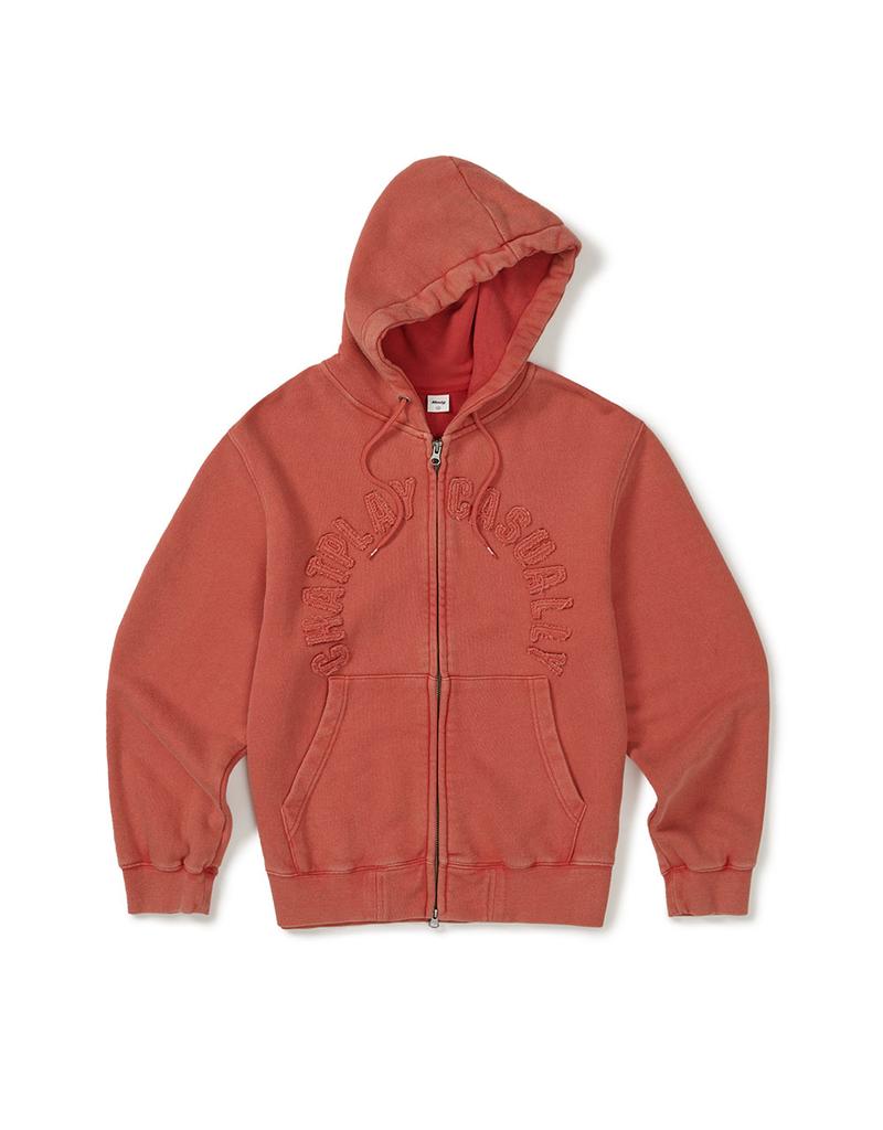 Mmlg [Mmlg] Washed Applique Hood Zipup (Solar Red)