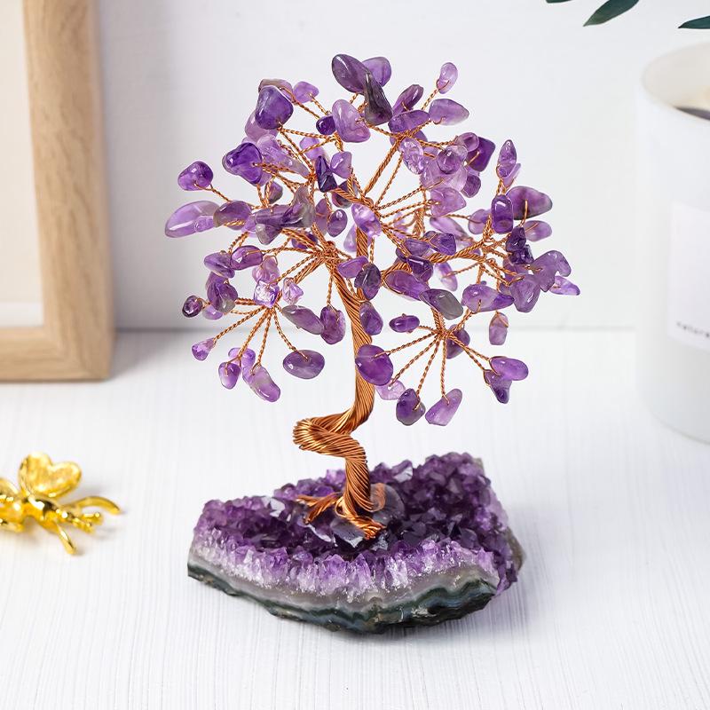 Amethyst-Cluster-Edelstein-Baumschmuck – Kristall-Heimdekor-Handwerk