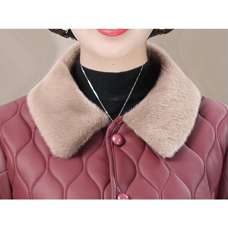 Toamnă Iarnă Femei de vârstă mijlocie Plus catifea Căldură de lungime mijlocie haină de piele largi Jacheta de piele Îmbrăcăminte de mamă Jachetă casual