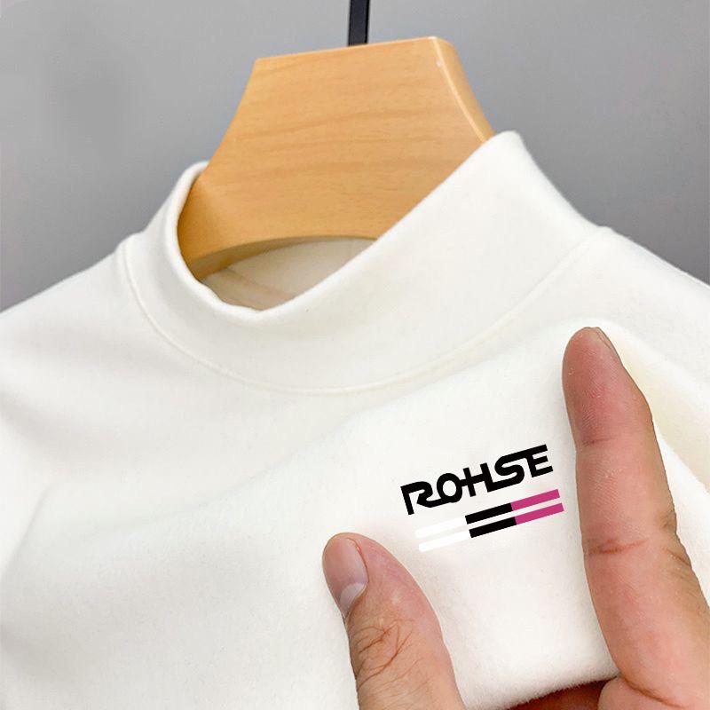 

Мужская футболка осень/зима с полувысоким воротником и длинным рукавом, облегающий крой в корейском стиле, из немецкого бархата, для людей среднего возраста и молодежи. 4XL