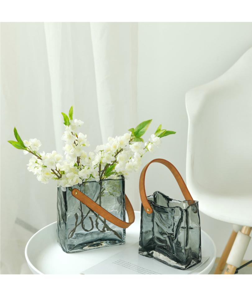 Handbag Original Color Glass Vase Hydroponic Fresh Flowers Fish Tank Flower Arrangement Living Room Dining Table Decoration