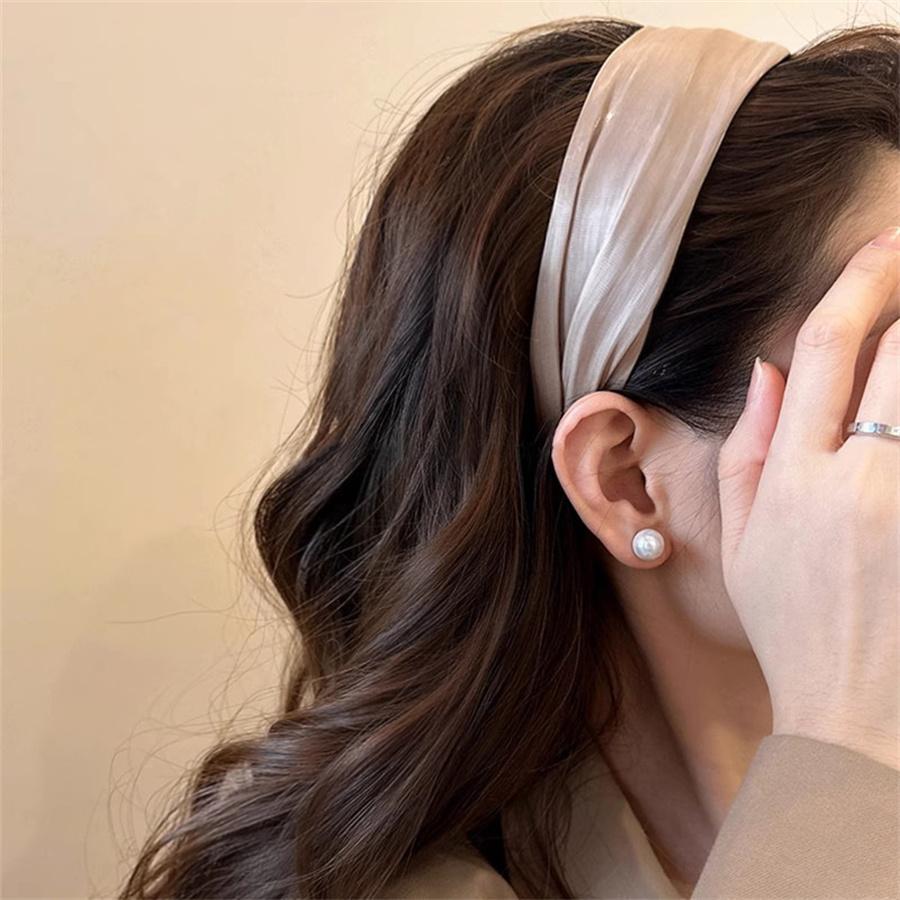 New Korean Retro Exquisite Wide-edged Headband for Women's Satin High-end Temperament Headband Versatile Face Washing Headband