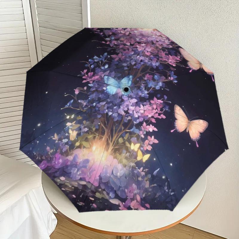 

1pc Butterfly Garden Fantasy Umbrella with Plastic Handle,Suitable for All Seasons Home Travel Outdoor UmbrellaDD162