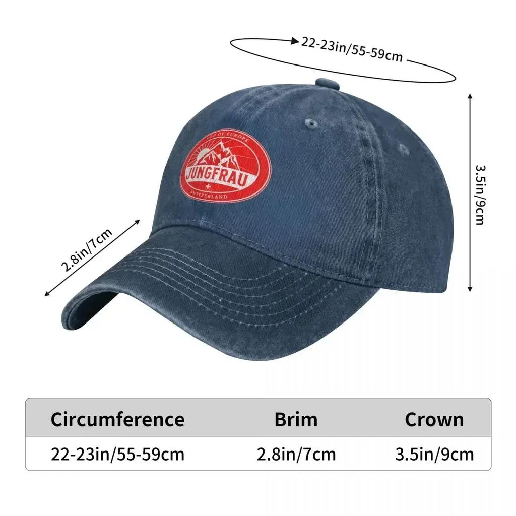 Jungfrau, Switzerland - Top of Europe. Outdoor Seal with Swiss Flag Baseball Cap Snap Back Hat |-F-| Hat Male Women'S