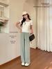 2025 Women's Rock Candy Wide Leg Ice Silk Pants: Summer Loose, Slimming, and Draping Straight-Leg Design