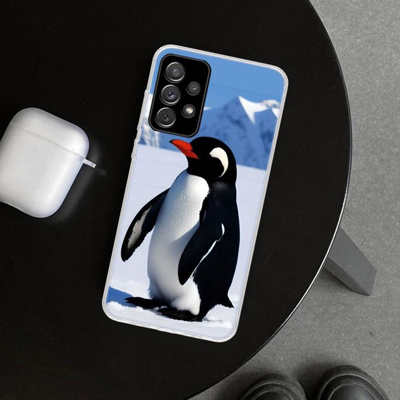 Penguins Love At The North Pole Phone Case Cover for Samsung Galaxy A12 A22 A32 A52 A72 A02S A51 A50S A31 A20S A10S Note 20 Ultr