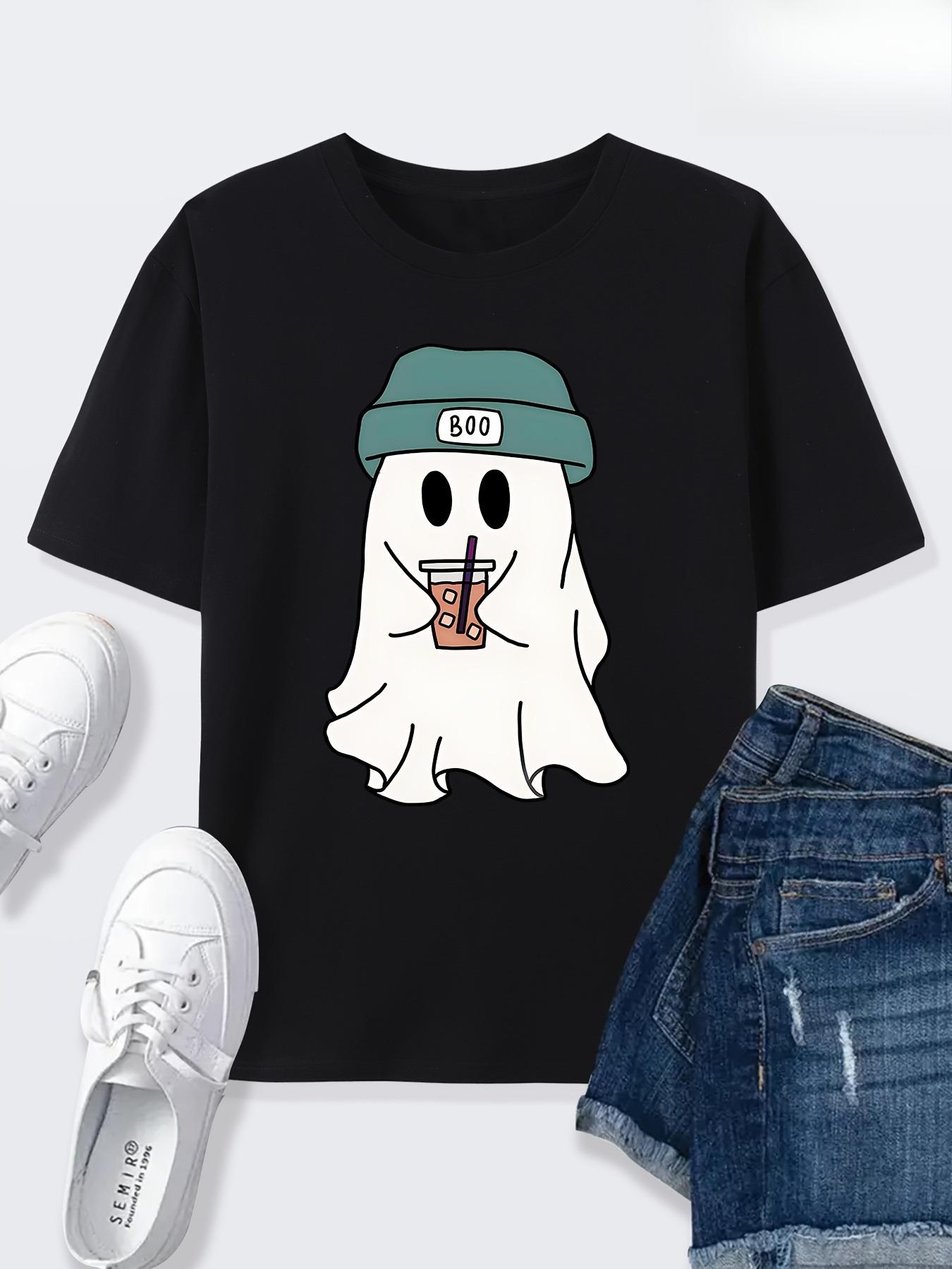 

Halloween Cute with Milk Tea Cartoon Print Women T-Shirt Soft Comfortable Casual Fashionable Summer Tshirt Women Clothing S