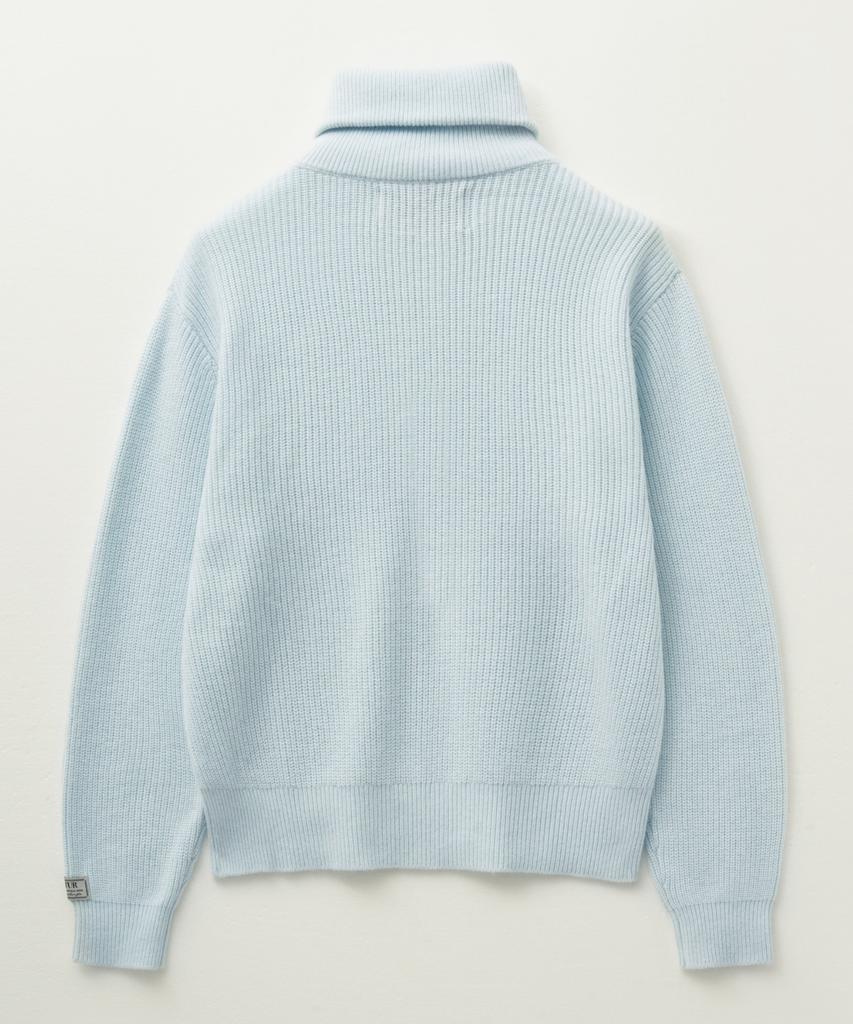 Seteo Button-Up Sailor Half Knit Zip-Up Light Blue