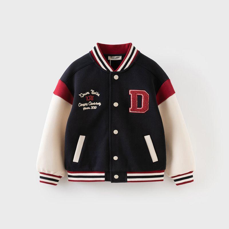 David Bella Boys  Baseball Jacket 2026 Spring New Stylish Outerwear for Older Children Children s Clothing Navy Blue [Ready in Stock] 160