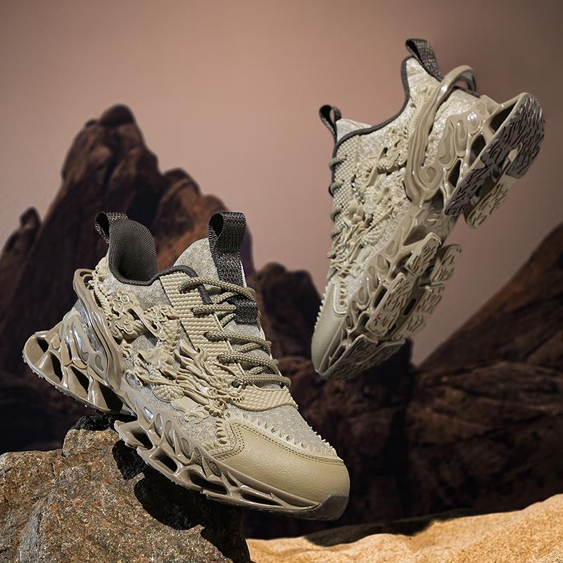 Men's Casual Sports Shoes with Dragon Design Fashionable and Versatile Trendy Men's Running Shoes