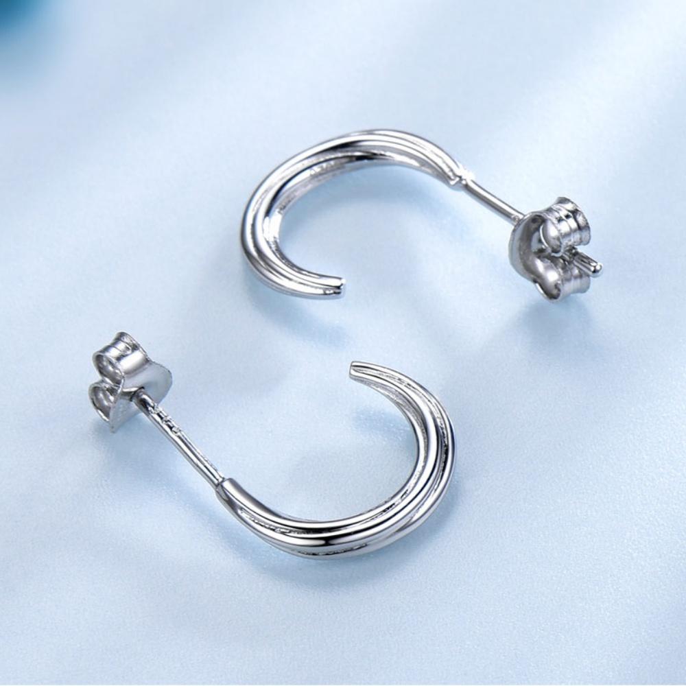 1 Paar Mode Damen C-Form Ohrringe 925 Sterlingsilber Ohrring Valentinstag Geschenk