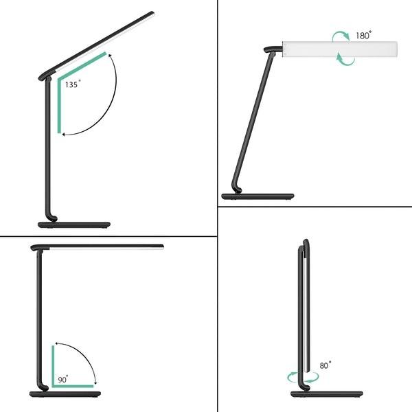 T-T10 Black touch LED desk lamp | 12W | 3000-6500K | 7 dimming levels | 5 lighting modes