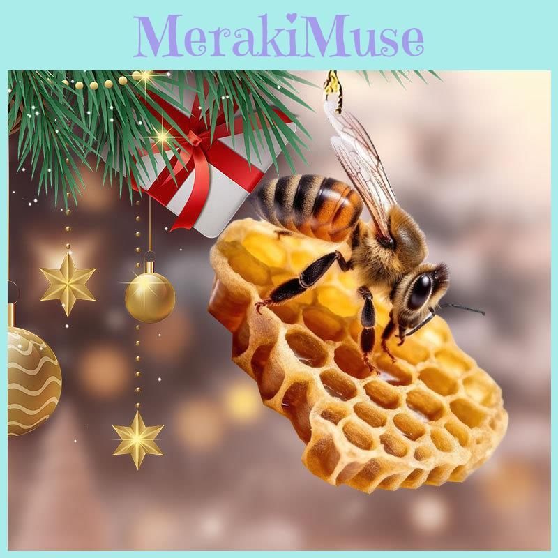 Charming 2d Acrylic Bee Honeycomb Themed Hanging Ornament For Car Interior Decoration