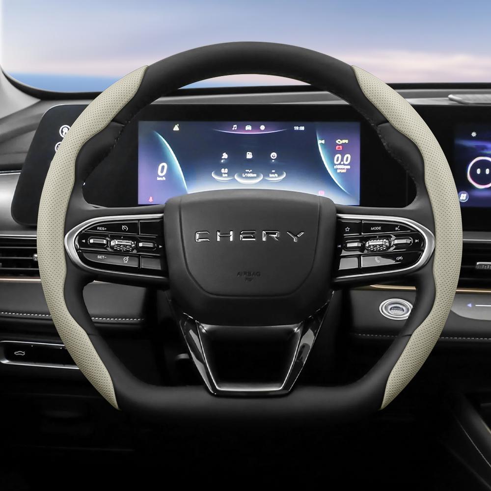 Suitable for Chery Breathable Holes Leather Steering Wheel Cover Segmented Quick Release Design Non-Slip Durable Tiggo2 4 7 8 9 Tiggo 8Pro 2Pro 7Proma