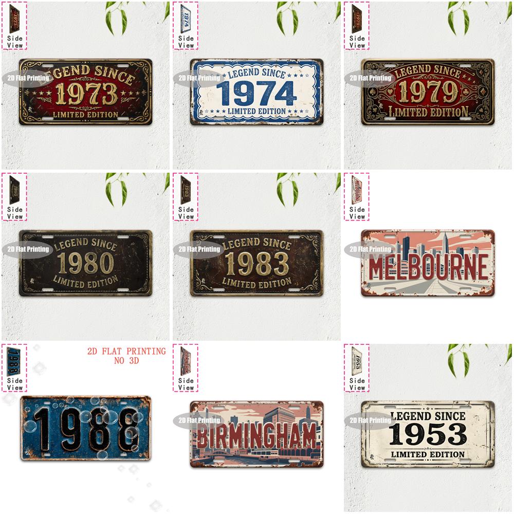 Tin Sign Vintage Durable Metal Plaque Wall Decor Home Office Bar Man Cave Australian British City Birth Year License Plate