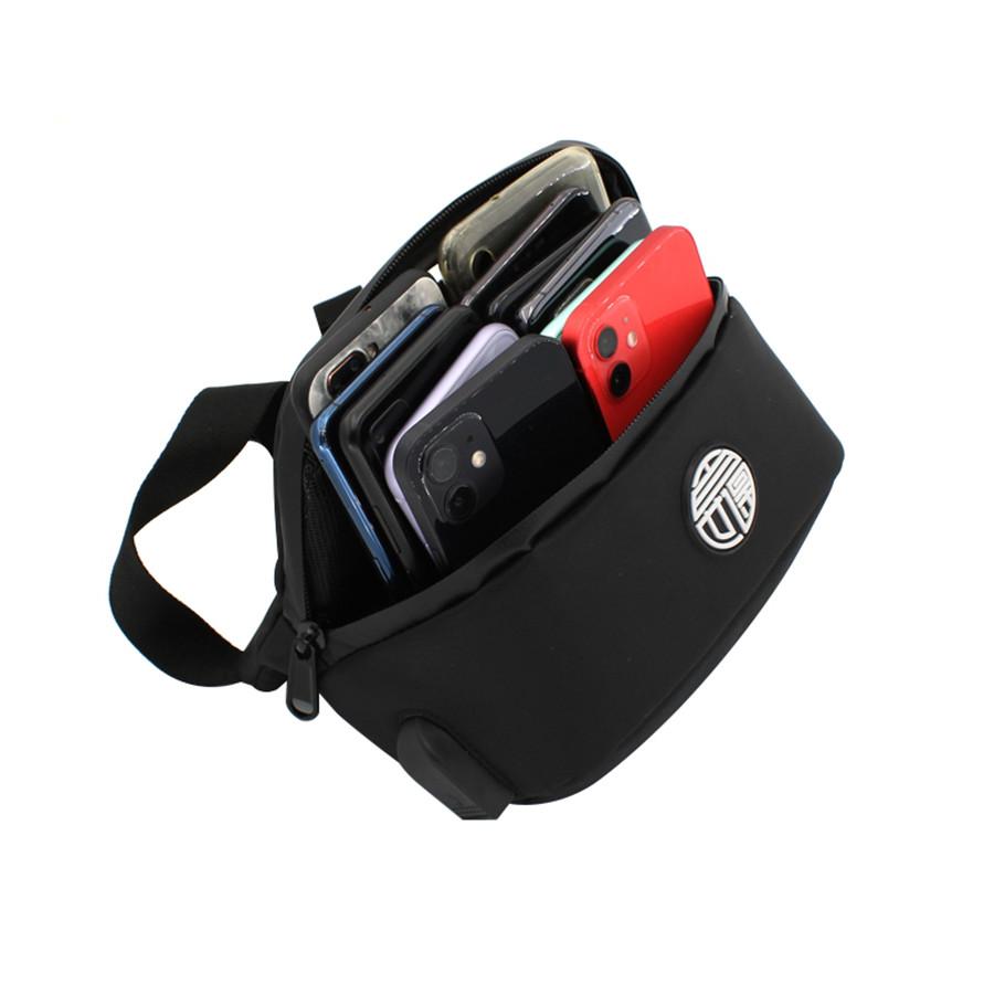 Motorcycle Handlebar Bag Storage Bag Mobile Phone Charger Waist Bag Black