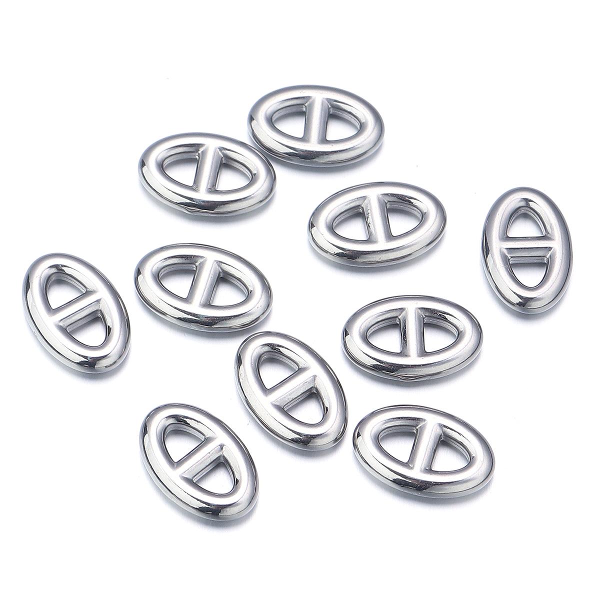 10pcs/lot Stainless Steel Charms Pig Nose Pendants Metal Double Hole Oval Connectors For Jewelry Making Bracelet Necklace