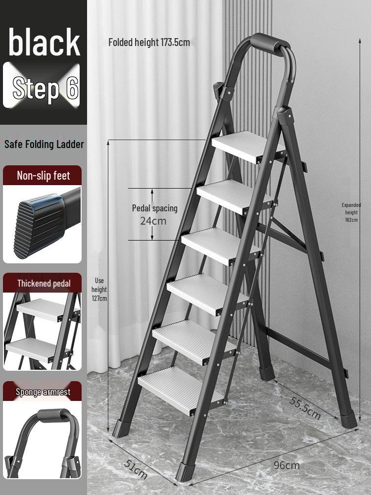 German Aluminum Alloy Telescopic Folding Ladder - Safe and Convenient A-Frame for Household Use