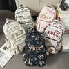 Printed Student Schoolbag Men's Large Capacity Travel Backpack Women's Campus Backpack with Coin Purse