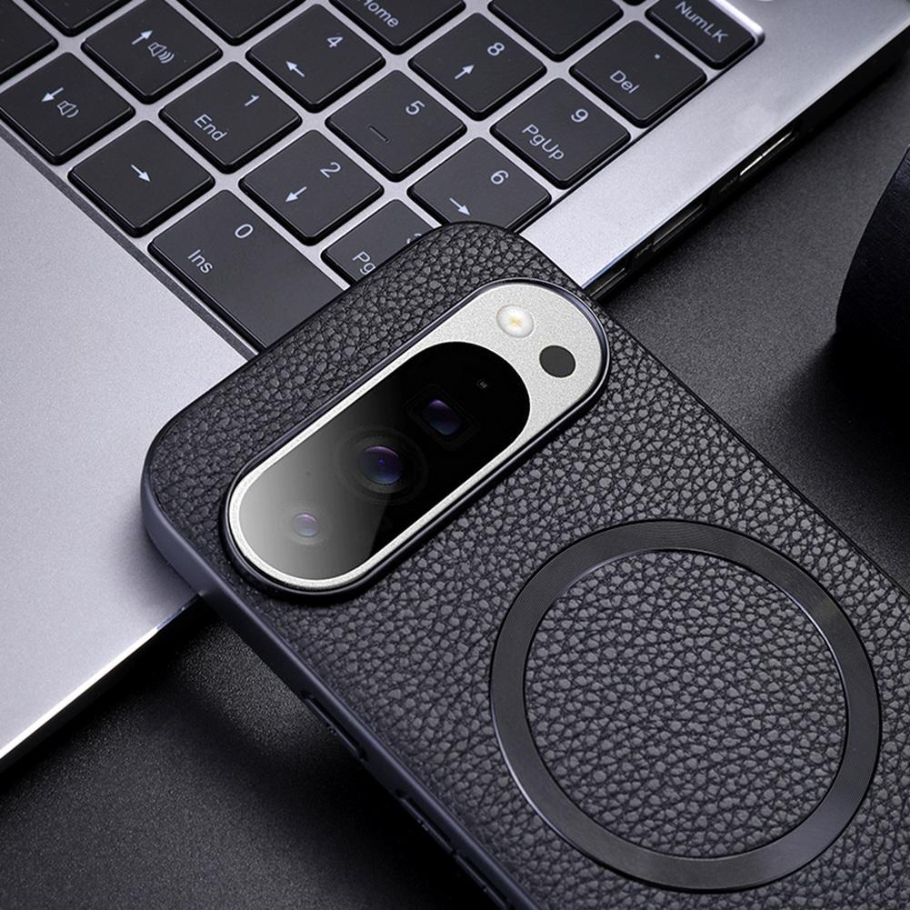 With Magsafe Magnetic Plain Leather Lychee Case For Google Pixel 10 Pro XL Pixel 10 9A 9 Pro XL 8a 8 7a 7 Camera protect Cover