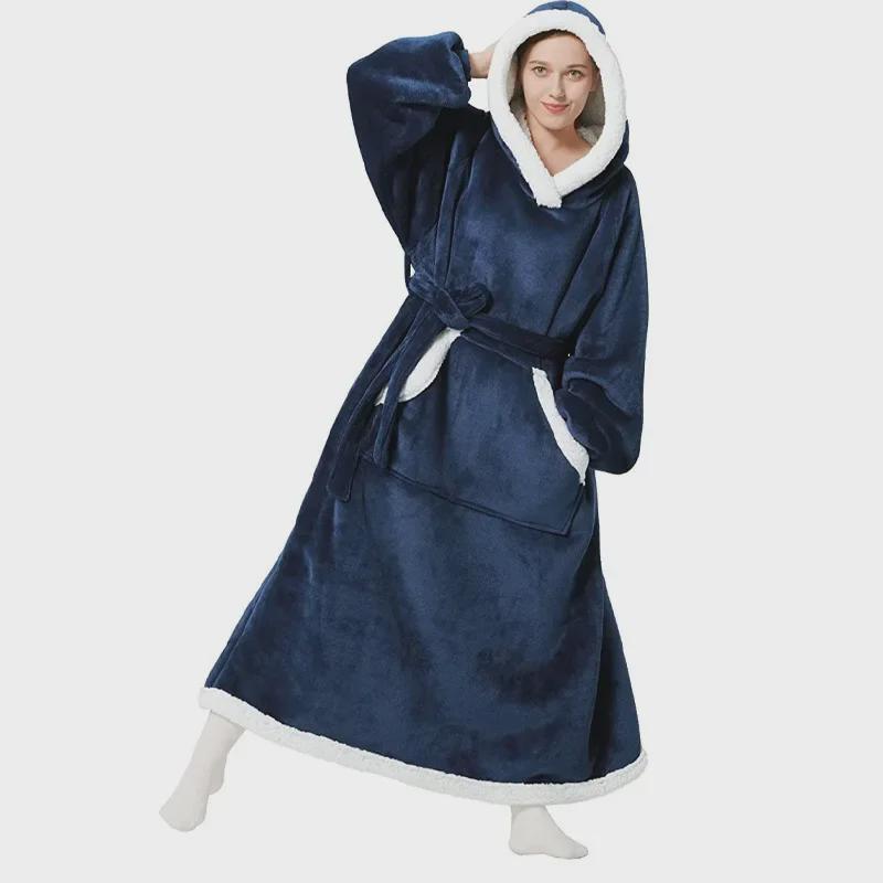 Cozy Hooded TV Blanket: Warm Fleece Pajamas & Robe for Autumn/Winter