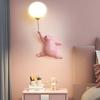 Nordic Creative LED Teddy Bear Cartoon Wall Lamp for Children's Bedroom Bedside Blue White Pink Warm Cozy Background