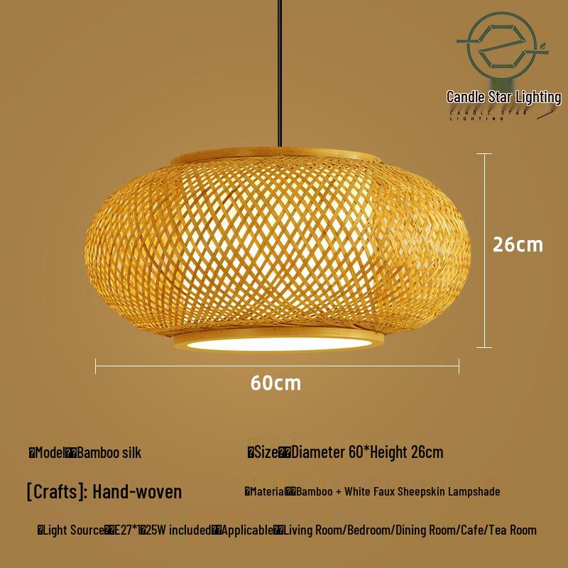 Zen Style Bamboo Rattan Pendant Light for Tea Rooms and Restaurants