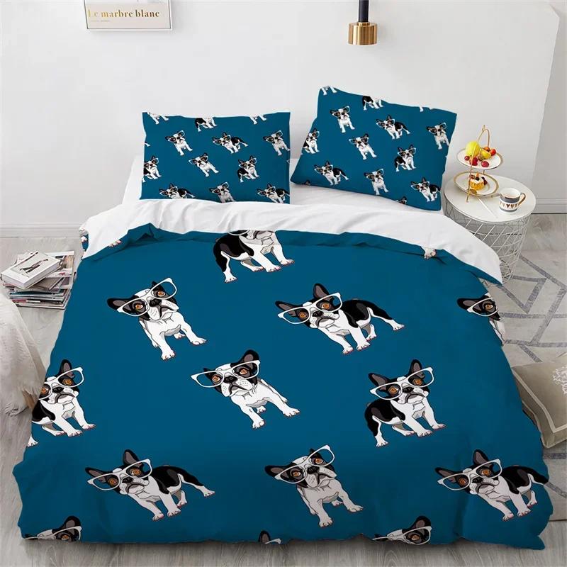 Cute Cartoon Dog Duvet Cover Pet Puppy Dogs Bedding Set Twin Full For Kids Girls Kawaii Room Decor Microfiber Comforter Cover