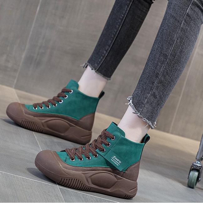 Women Vulcanized Shoes Winter New Lace-up Light Weight Round Toe Casual Thick Sole Non-slip Women's Shoes Fashion