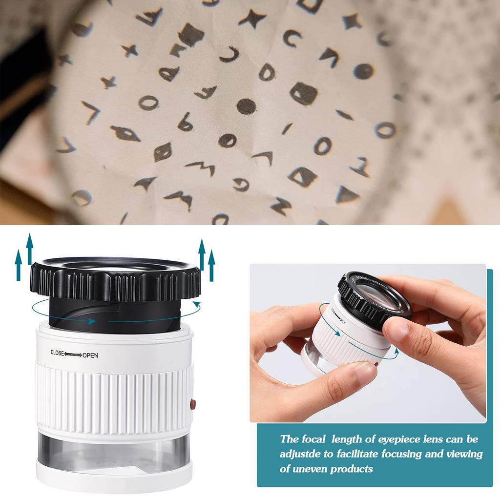 Cylindrical 30X Handheld Magnifying Glass with Scale LED UV Light Illuminated Magnifier Adjustable Focal HD Loupe Jewelry Lupa