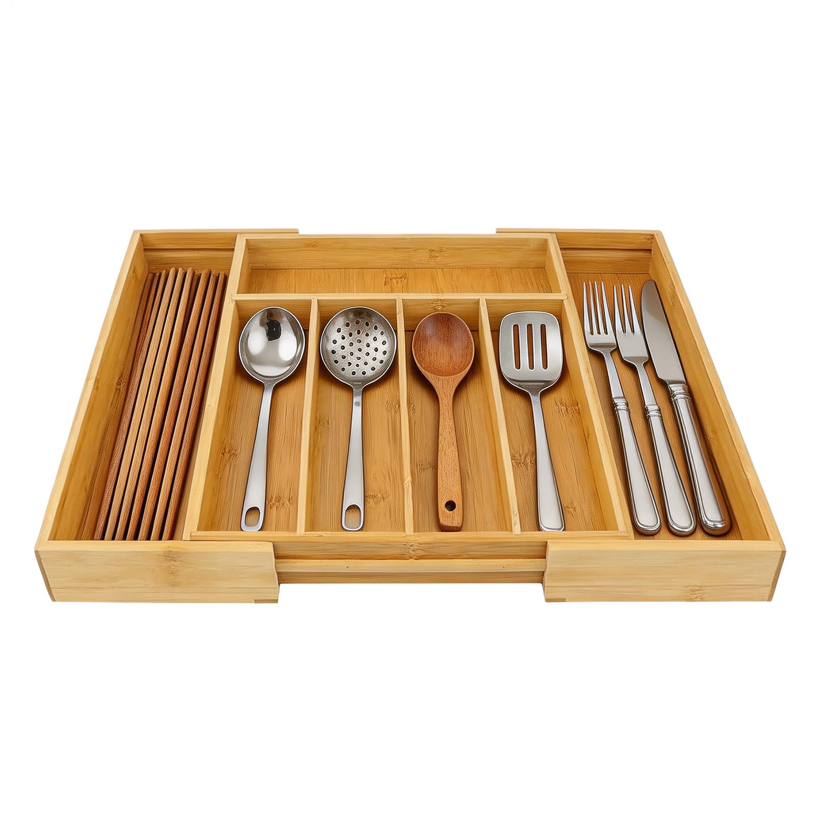 Scalable Drawer Storage Rack Wooden Expandable Multi-Compartment Drawer Organizer Kitchen Utensil Tray Drawer Storage Rack CN