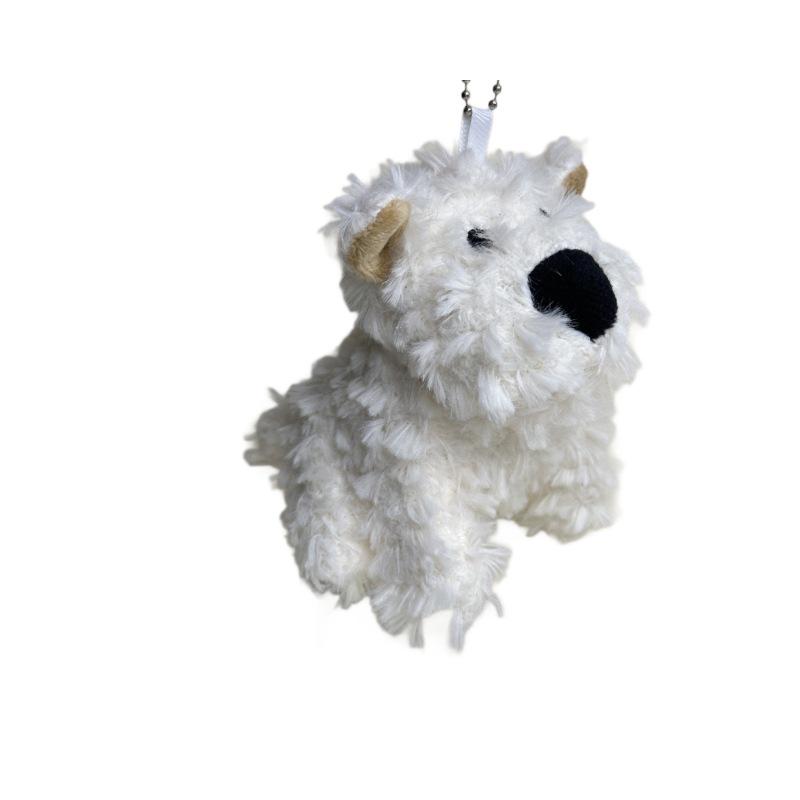 West Highland White Terrier Plush Toy Keychain Charm - Sloppy Lying Puppy Doll