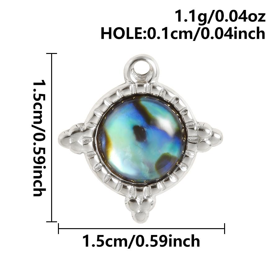3pcs Geometric Charm Real Abalone Shell Stainless Steel Pendants For Jewelry Making Supplies Rectangle Round Pendant DIY Finding