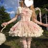 Robe Élégante Kawaii Lolita Douce Japonaise pour Femmes Y2k Design à Nœud Mini Robe de Princesse Dentelle Féminine Tenues Chic pour Anniversaire