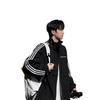 Unisex Amerykańska Kurtka Sportowa z Trzema Paskami, Color-Block, ze Stójką - Trendy Styl High Street Wiosna/Jesień 2025