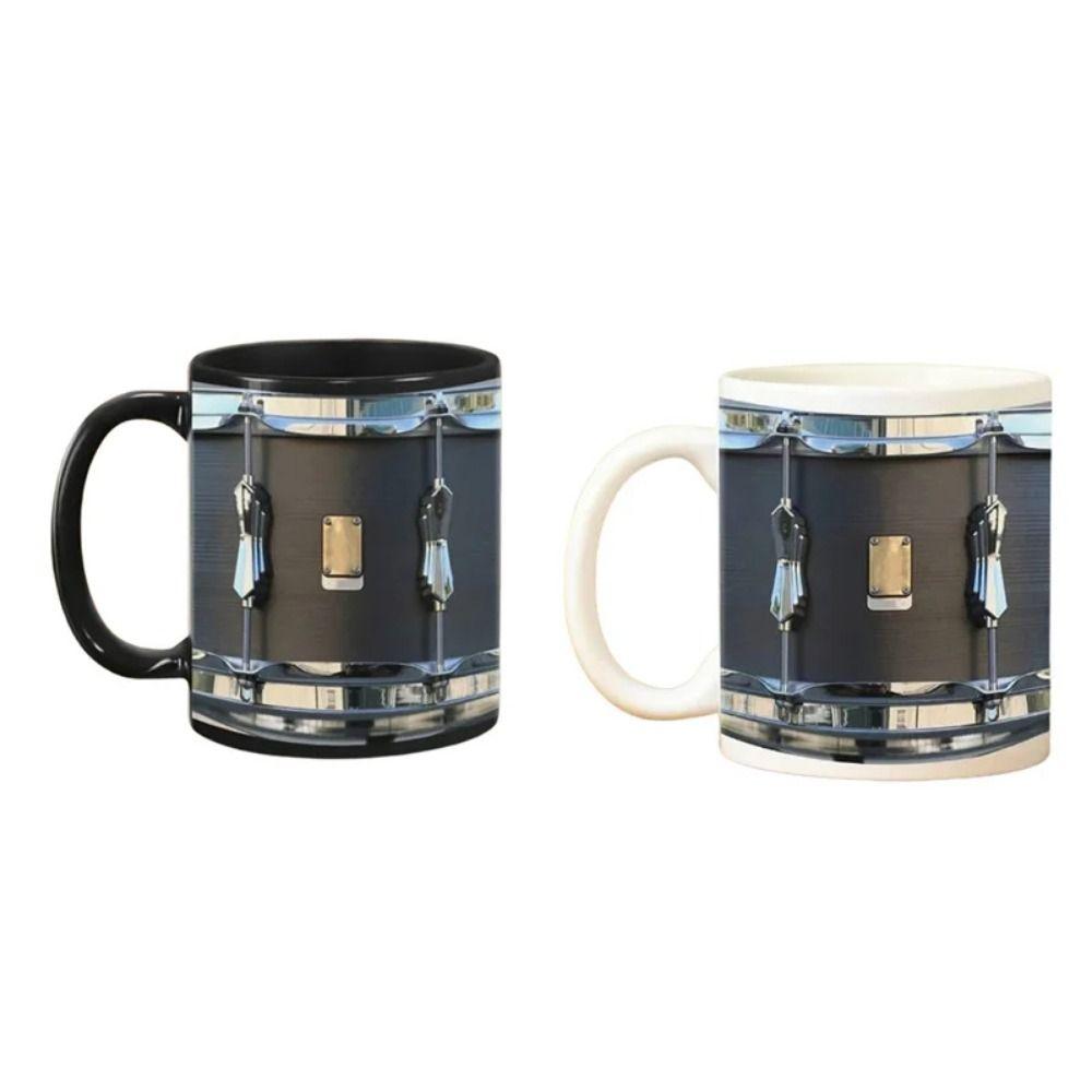 Heat-resistant Vintage Drum Mug With Spoon Ceramic Water Cup Universal Drumming Coffee Cup  Drummer