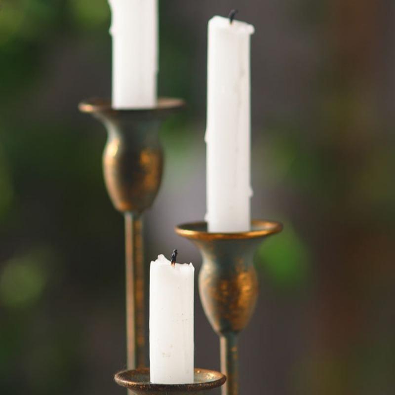 Industrial 5-Arm Candle Holder, Antique Faux Copper Candelabra, Distressed Brass Centerpiece for Home Decor, Rustic Table Decor