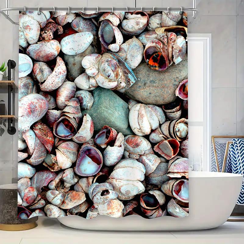 

Seashell Printed Shower Curtain Waterproof Home Decor Bathroom Accessories W60H190(CM)-1 Pcs