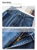 Women's Blue High-Waisted Wide-Leg Jeans - Summer 2025 Relaxed Fit, Slimming Drapey Long Pants