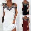 Slim Fit Short Dress Women Summer Lace Stitching Sling Mini V-neck Exquisite Workmanship Cold Shoulder Sleeveless Streetwear