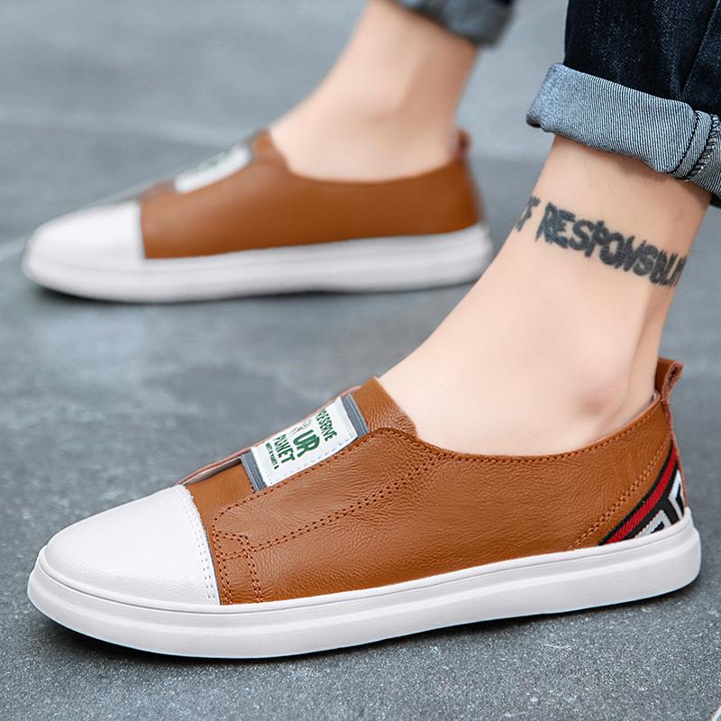Fashion Comfortable Summer Skate Shoes New Light Casual Shoes for Men Breathable Flats Mens Classic Sneakers Slip on Man Leather Shoes