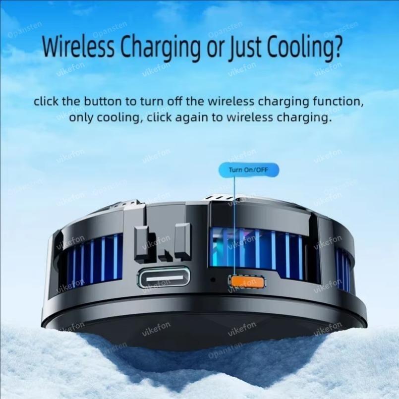 Magnetic Wireless Chargers RGB Light Cooling Fan Phone Radiator & Back Clip For Magsafe iPhone 16 15 14 13 12 Pro Samsung Gaming