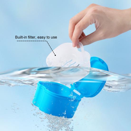 Dentures Case Portable Soaking Denture Bath Box with Strainer Basket Invisible Brace Retainer Mouth Guard Dental Aligner Container Holder