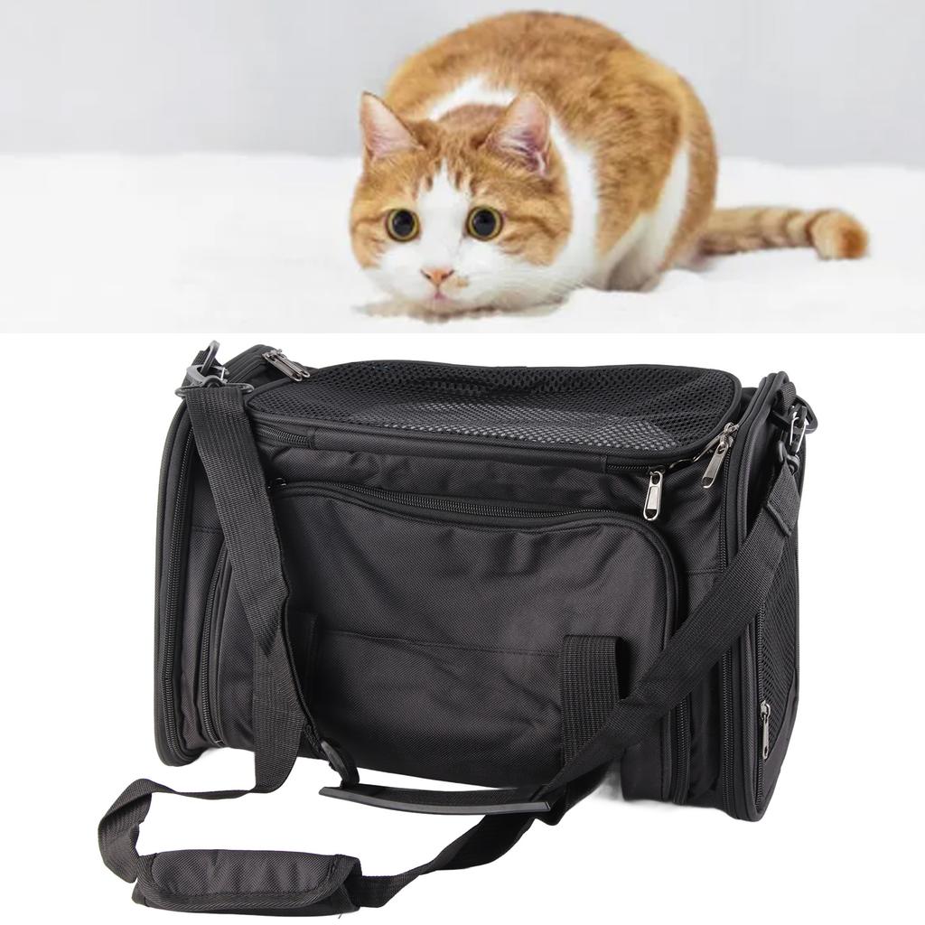 Reisetragetasche für Haustiere, faltbar, erweiterbar, atmungsaktives Netzgewebe, großer Platz, Katzentragetasche für Reisen im Freien