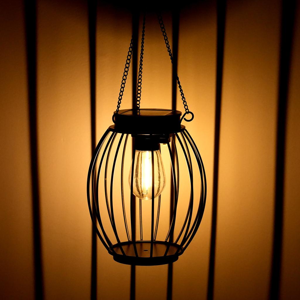 1 Pack Hanging Solar Lanterns Metal Outdoor Waterproof Hanging Warm White Solar Lights with